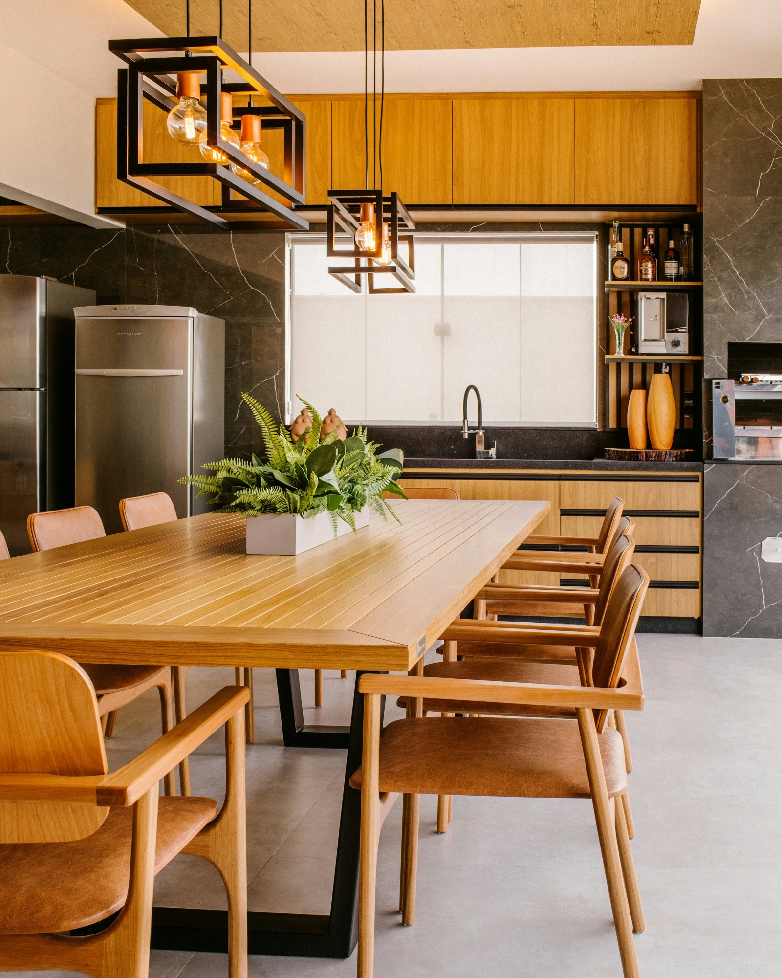 The living area and kitchen